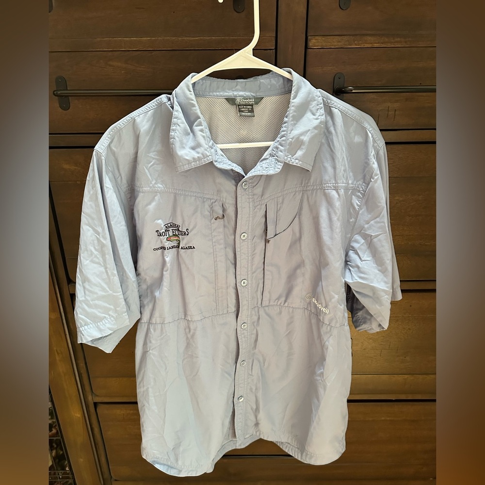 Cloudveil Men's Light Blue Button Down Short Sleeved Shirt